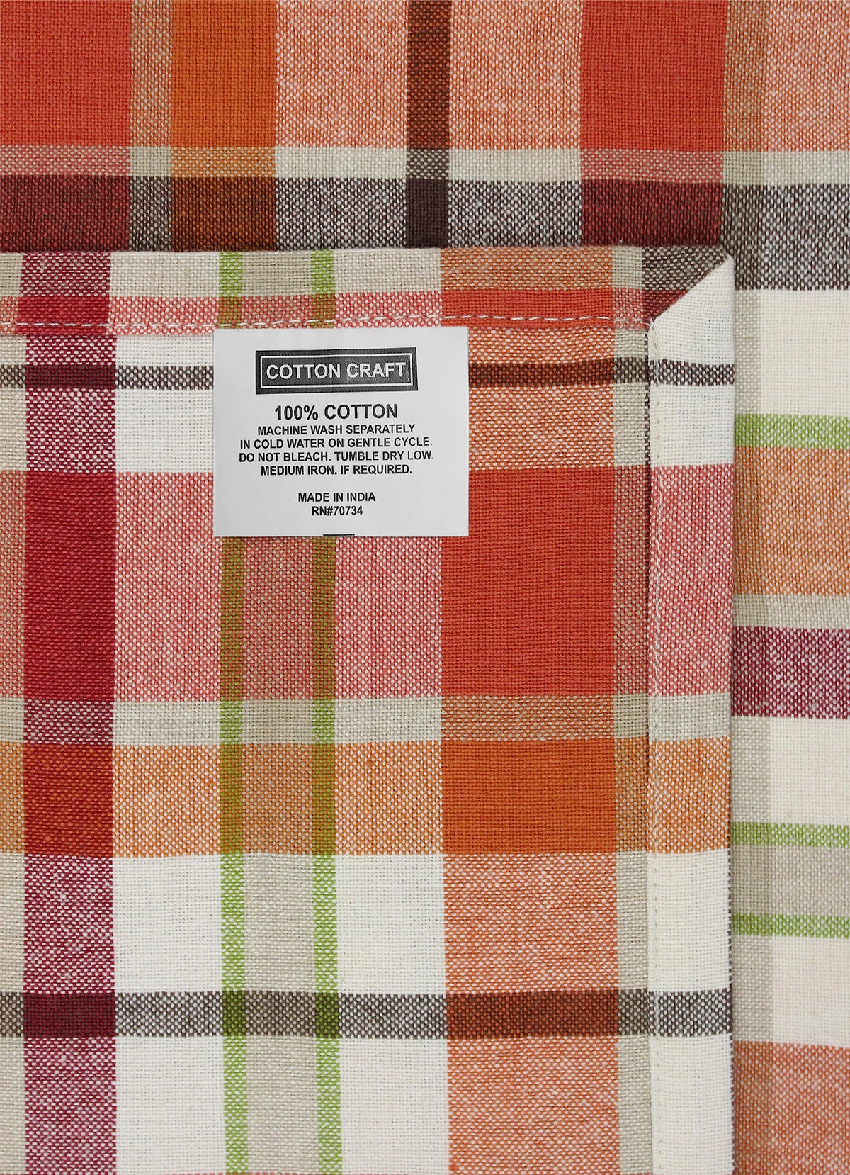 Cotton Craft Harvest Plaid Cloth Napkins, 17 x 17 Inches, Set of 12