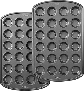 Wilton Perfect Results Premium Set of 2 Non-Stick Mini Muffin Pans, 24-Cup Cupcake Pans, Steel