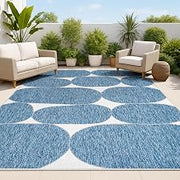JONATHAN Y Geometric Organic Shapes Indoor Outdoor Area Rug 8X10 Navy/Cream, Rayna Modern for Backyard, Patio, Porch, Easy-Cleaning, High Traffic, Pet-Friendly, Non-Shedding (TSN305B-8)