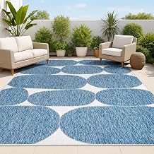 JONATHAN Y Geometric Organic Shapes Indoor Outdoor Area Rug 8X10 Navy/Cream, Rayna Modern for Backyard, Patio, Porch, Easy-Cleaning, High Traffic, Pet-Friendly, Non-Shedding (TSN305B-8)