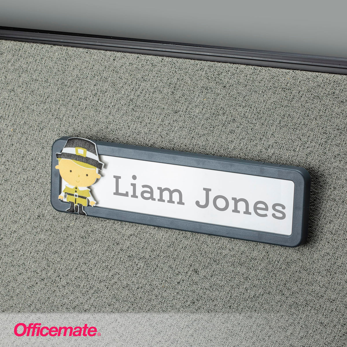 Verticalmate Name Plate by Officemate – 1 Pack, Plastic, Gray, Model 29222