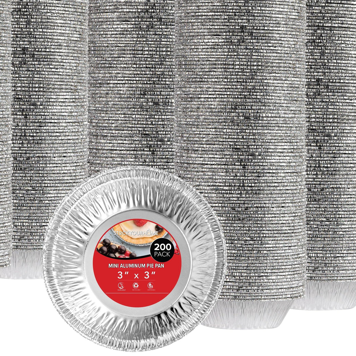 Stock Your Home 200 Pack (3 Inch) / Silver / 200 Pie Pans