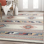 Abani Multicolor Southwestern Design Area Rug - Non-Shed Orange, Grey & Beige 7'9" x 10'2" (8x10) Tribal Pattern Dining Room Carpet Rugs