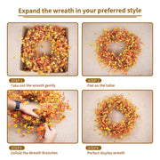 DIYFLORU Fall Wreath, 22 Inch Grapevine Base, Orange 1