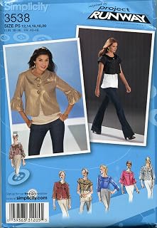 Simplicity Pattern 3538 Project Runway Misses' Jacket in Two Lengths with Yoke, Collar and Sleeve Variations, Size P5 12-20