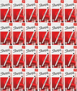 Sharpie 37001 Permanent Markers, Ultra Fine Point, Black Color, 24 Sets of 12 Markers, 288 Markers Total