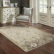 Oriental Weavers Florence Area Rug - 4928C - 5'3" x 7'6" - in Stone/Brown - Vintage Inspired, Stain Resistant, Family and Pet Friendly, Bedroom, Office Rug