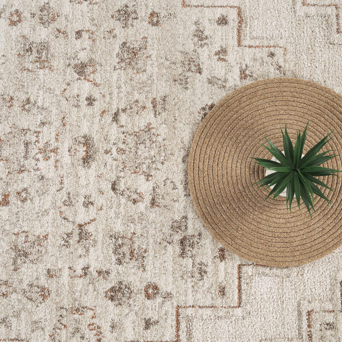 Beau Collection Beige Area Rug - 5' x 8' - Medallion Pattern by Abani – 5' x 8' (Rectangular), Polypropylene, Beige, Model BEA130A-5