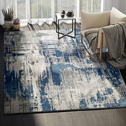 Abani Rugs Blue & Grey Abstract Motif Area Rug - Rustic Contemporary Modern Style, Vista Collection 6' x 9' Accent Rug