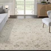 Abani Nora Collection Beige Area Rug, 5' x 8' – Distressed Floral Pattern, Non-Shedding, Easy to Clean, Durable for Living Rooms & Bedrooms, Pet & Kid Friendly