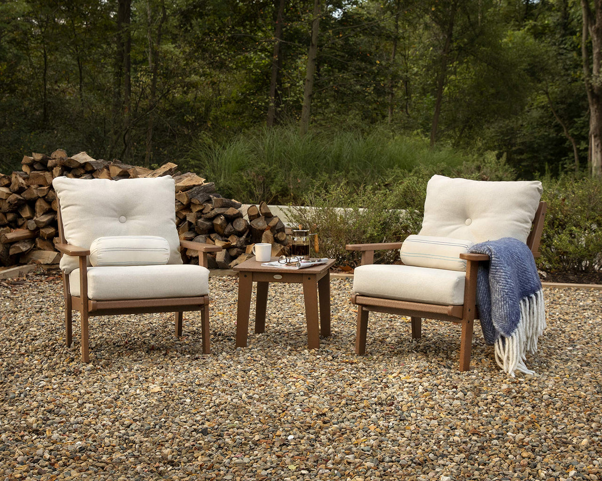 Lakeside Deep Seating Set / by Polywood – Onesize, High Density Polyethylene, Teak / Dune Burlap, Pack of 3, Model PWS518-2-TE145999