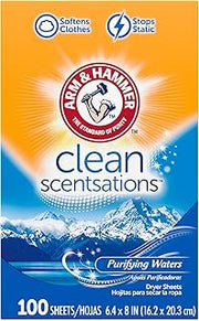 Arm & Hammer Fabric Softener Dryer Sheets, Purifying Waters, 100 Count