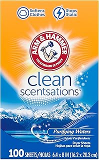 Arm & Hammer Fabric Softener Dryer Sheets, Purifying Waters, 100 Count