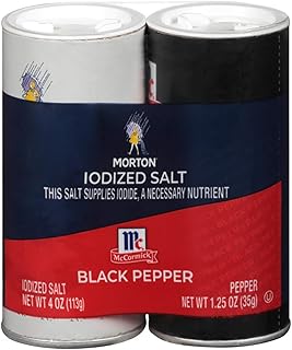 Morton McCormick Iodized Salt and Pepper Shaker Set, 5.25 oz, 2 Piece Set