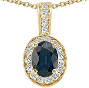 Oval 8x6mm Genuine Sapphire Pendant Necklace 14 kt Yellow Gold