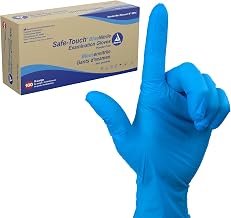 Dynarex Safe-Touch Disposable Nitrile Exam Gloves, Powder-Free, Latex-Free, Touchscreen Friendly, Blue, Extra-Large, 1 Case - 10 Boxes of 100 Gloves