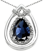 Pear Shape 8x6mm Genuine Sapphire Pendant Necklace 14 kt White Gold
