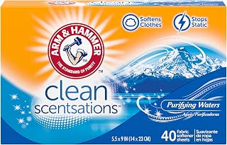 Arm & Hammer Fabric Softener Sheets, 40 sheets, Purifying Waters