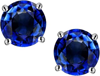 Sterling Silver Round 7mm Simulated Yellow Sapphire Earrings Studs