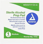 Dynarex 1114 Sterile Alcohol Prep Pad, Medium (Pack of 100)