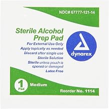 Dynarex 1114 Sterile Alcohol Prep Pad, Medium (Pack of 100)