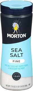 Morton Fine Sea Salt Shaker, Non Iodized Salt Shaker, 17.6 oz