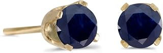 14k Yellow Gold 4 mm Round Sapphire Stud Earrings