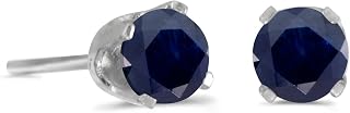 14k White Gold 4 mm Round Sapphire Stud Earrings
