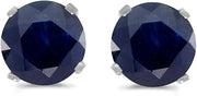 1 Carat Total Weight Natural Round Sapphire Stud Earrings Set in 14k White Gold