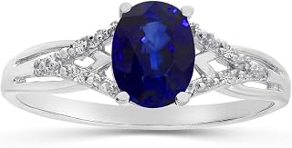 14k White Gold Oval Sapphire And Diamond Ring