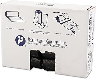 Inteplast Group High-Density Commercial Can Liners, 16 gal, 6 microns, 24" x 33", Black, 50 Bags/Roll, 20 Rolls/Carton
