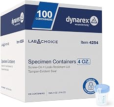 Dynarex LabChoice Specimen Containers for Urine Sample Collection - 4 oz - Sterile - Tamper-Evident Seal with Writing Label - Screw-On Cap - 100 per Case