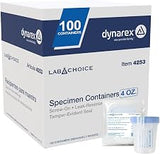 Dynarex Specimen Containers, Sterile, Individually Wrapped Specimen Cups with Lids & ID Label, Clear with Blue Lid, 1 Box of 100