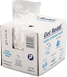 Inteplast PB060315 3.5 qt Capacity, 15" Length x 6" Width x 3" Gusset, Food and Utility Poly Bag (Case of 1,000), Single Use