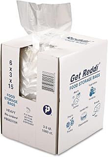 Inteplast Food Storage Bag, 3.5 Qt Capacity, Clear, 1000 Count