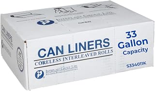 Inteplast 33 Gallon Trash Can Liner, 33 x 40 Inches, Black, 500 Count