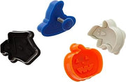 Ateco 1992 Halloween Themed Plunger Cutters, Set of 4 Shapes for Cutting Decorations & Direct Embossing, Spring-loaded Handle, Food Safe Plastic