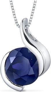 Lab Grown Blue Sapphire 2.75ct Sterling Silver Solitaire Necklace