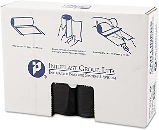 Inteplast 33 Gallon High Density Can Liner, 33 x 40 in, 16 Micron in Black, 250 Count