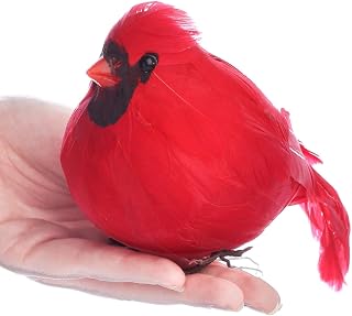 Pack of 3 Large Bright Red Plump Fat Artificial Cardinal Birds for Christmas Tree Ornaments (7" x 4")