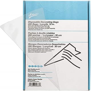 Ateco Soft Disposable Decorating Bags, 12-Inch, Pack of 10, Made in USA, Clear