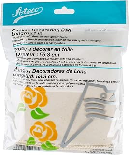 Ateco 3221 21" Canvas Pastry Decorating Bag - Durable Heat Resistant Canvas, Hemmed Tip, French Seamed Sid