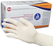 Dynarex High Risk Latex Exam Gloves, White 10 mil, Large, Box/50