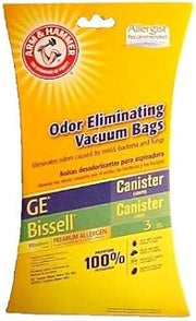 Arm & Hammer Odor Eliminating Vacuum Bags GE Canister (VC-396) / Bissell Canister (48K2)