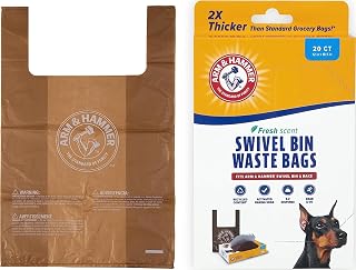 Arm & Hammer Arm and Hammer Heavy Duty Dog Waste Bags, Swivel Bin Rake Refill, 20 Count