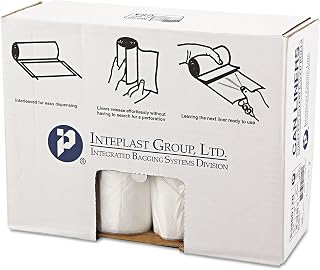 Inteplast High-Density Can Liner, 38 x 60, 60gal, 14mic, Clear, 25/Roll, 8 Rolls/Carton, Sold as 1 Carton
