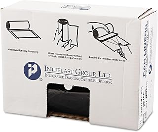 Inteplast VALH4048K22 High-Density Can Liner, 40 x 46, 45gal, 19mic, Black, 25/Roll, 6 Rolls/Carton