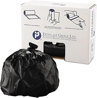 Inteplast VALH4348K22 High-Density Can Liner, 43 x 46, 60gal, 19mic, Black, 25/Roll, 6 Rolls/Carton