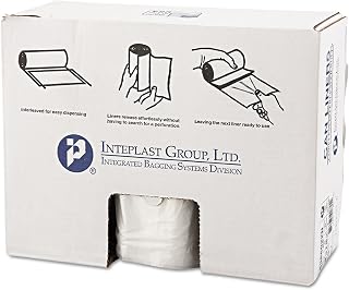 Inteplast 60 Gallon Coreless Roll Trash Can Liner, 38 x 60 in, 22 Micron Thickness, 25 Bags per Roll, 6 Rolls, Natural Color, 150 Count | S386022N