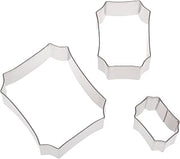 Ateco Plain Edge Plaque Shaped Cutter Set in Assorted Sizes, Stainless Steel, 3 Pc Set